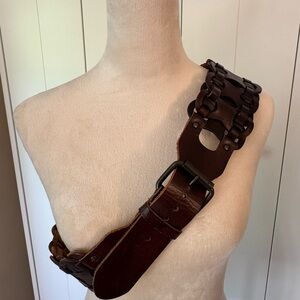 Wide Boho Vintage Brown Leather Belt